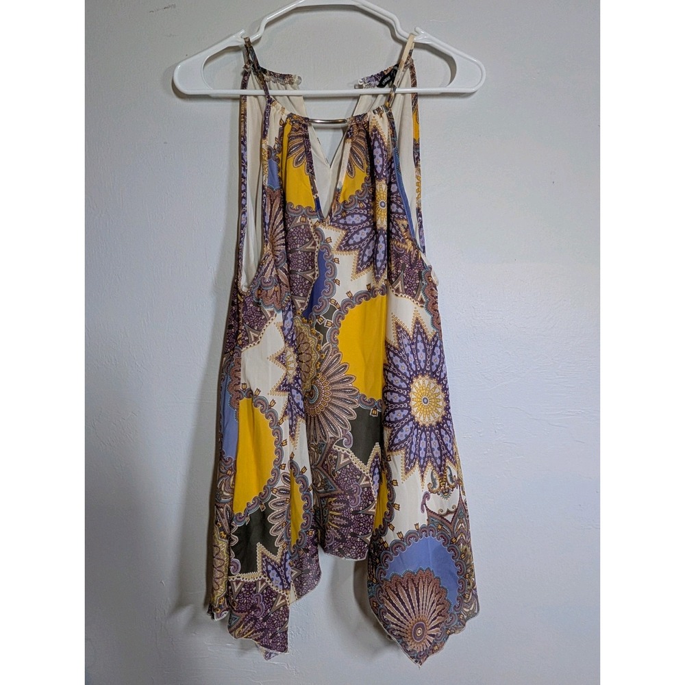 UNIQUE SPECTRUM Size L Womens‎ Multicolor Paisley Asymmetric Camisole Top